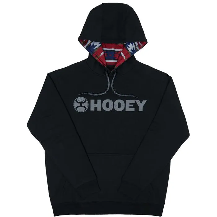 CLHH1177BLK-XL-Black Hooey "Lock Up" Hoodie w/Multi Pattern Hood Grey Logo