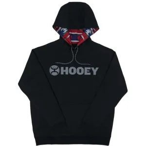 CLHH1177BLK-XL-Black Hooey "Lock Up" Hoodie w/Multi Pattern Hood Grey Logo