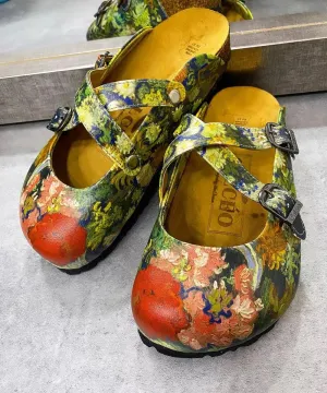 Colorful Rose Garden Patterned Clogs - WCAL159