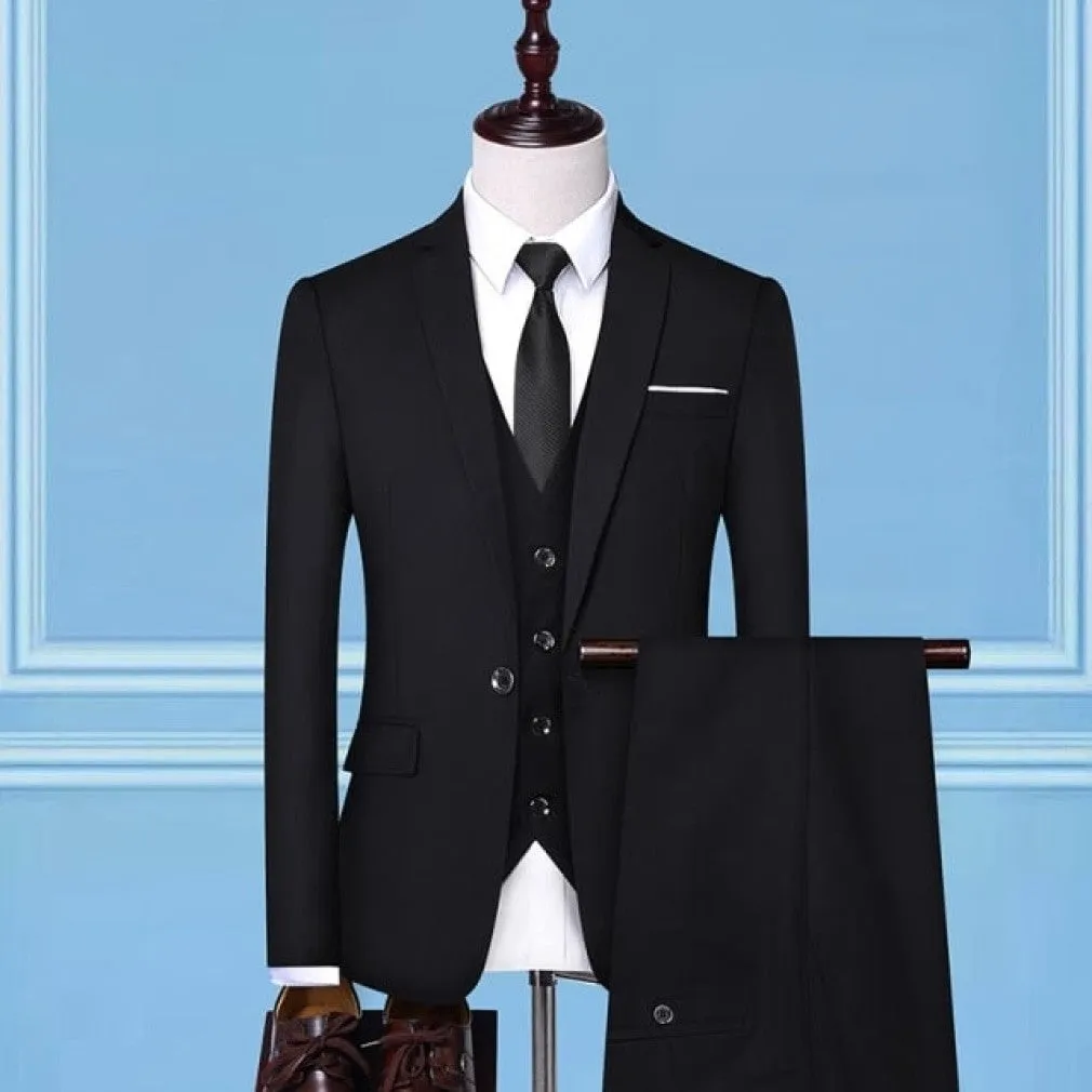 ContiNent 33 Formal Business Wedding 3 Pieces Suit Set / Male Blazers Jacket Pants Vest Trousers Dress Waistcoat