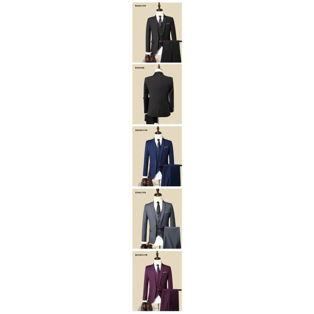 ContiNent 33 Formal Business Wedding 3 Pieces Suit Set / Male Blazers Jacket Pants Vest Trousers Dress Waistcoat