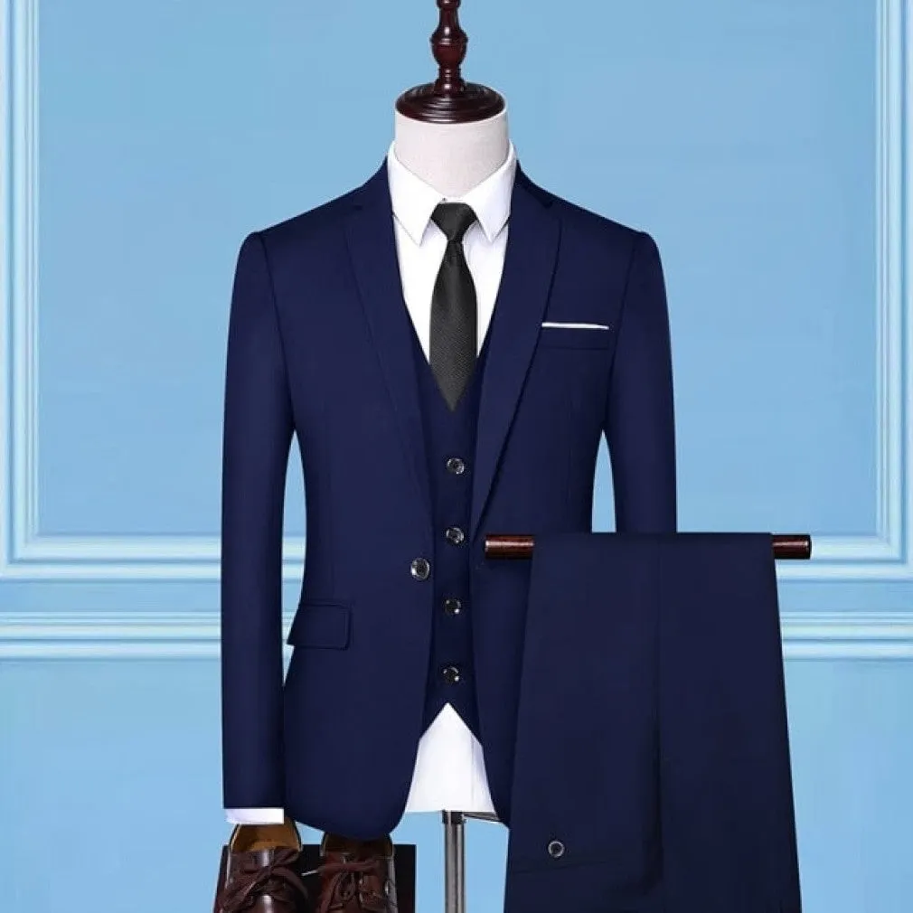 ContiNent 33 Formal Business Wedding 3 Pieces Suit Set / Male Blazers Jacket Pants Vest Trousers Dress Waistcoat