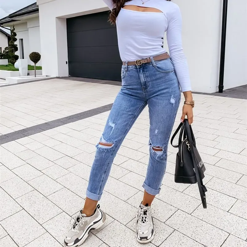 Cropped Ripped Skinny Jeans