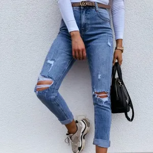 Cropped Ripped Skinny Jeans