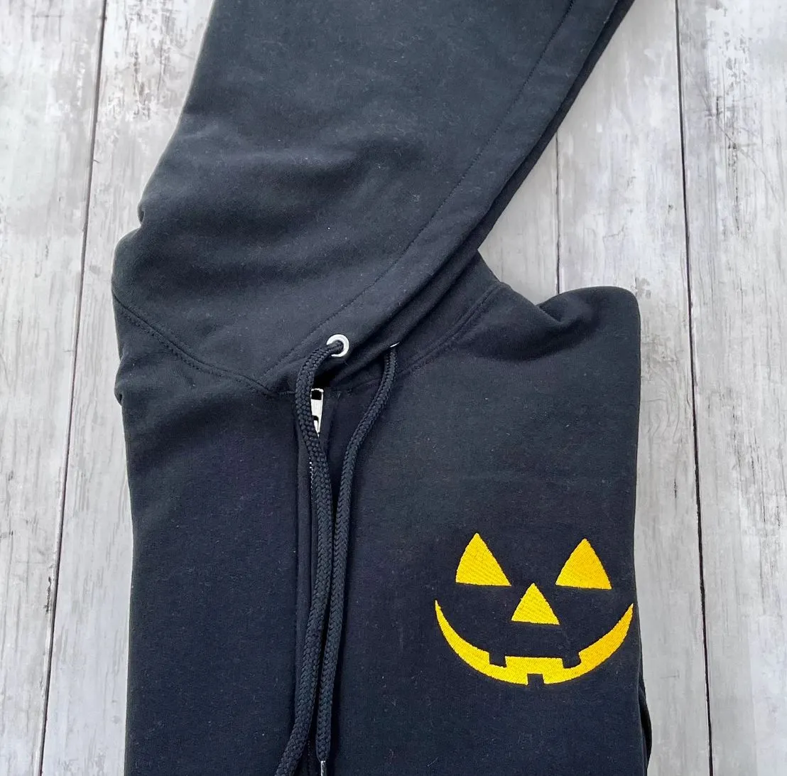 Cute Halloween Pumpkin Face Zip Up Hoodie