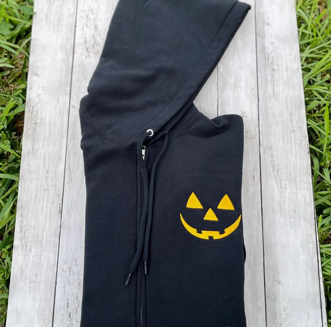 Cute Halloween Pumpkin Face Zip Up Hoodie