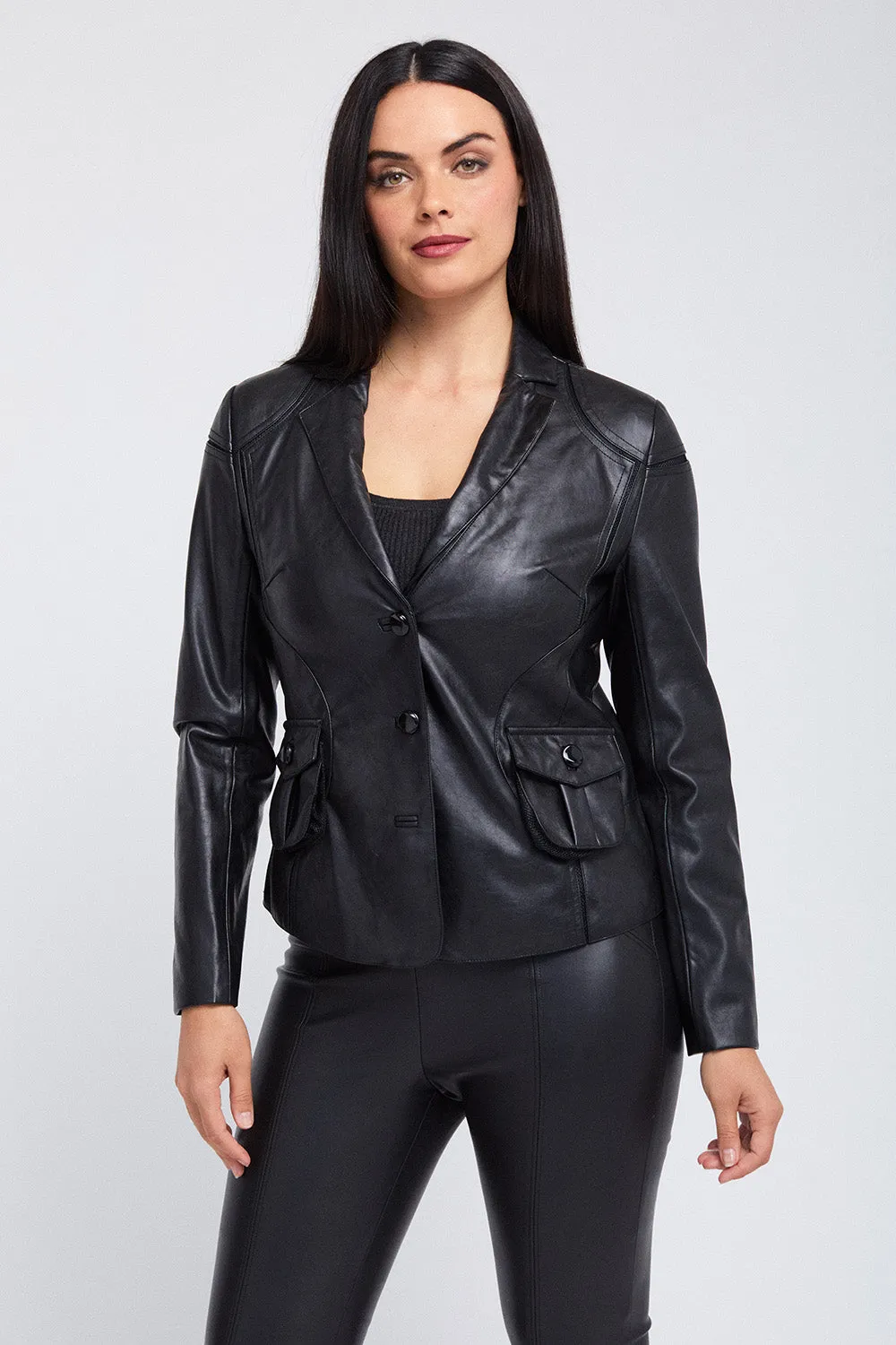 Dani Mesh Seam Detail Jacket - Faux Leather: FINAL SALE