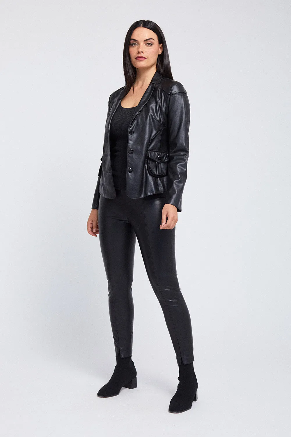 Dani Mesh Seam Detail Jacket - Faux Leather: FINAL SALE