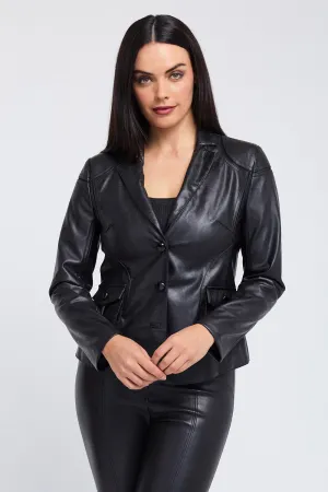 Dani Mesh Seam Detail Jacket - Faux Leather: FINAL SALE