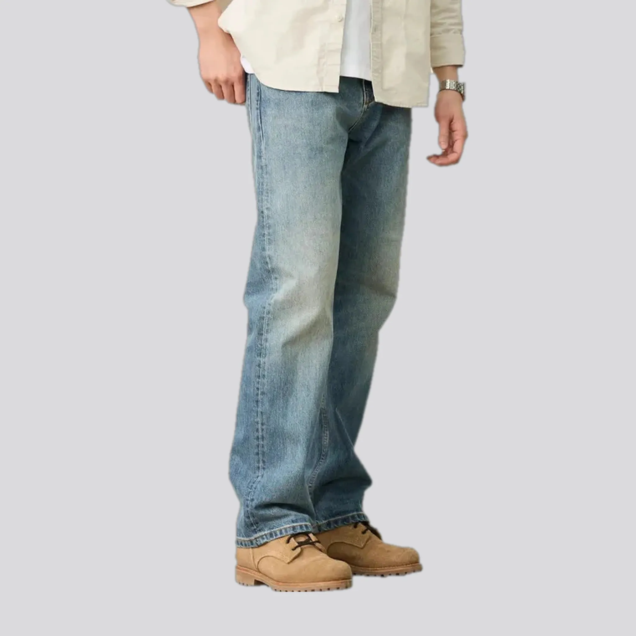Dark faded street style men's jeans