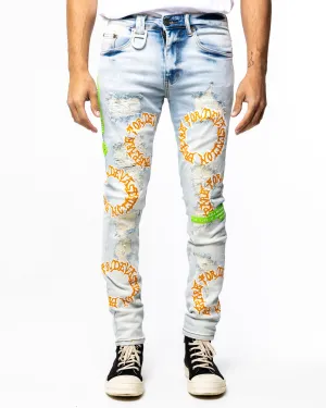 DEVASTATION DENIM (CLOUD WASH/ORANGE)