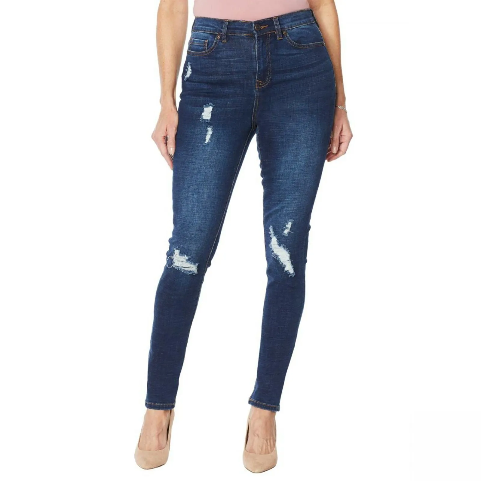 DG2 by Diane Gilman Women's Tall Virtual Stretch Destructed Skinny Jeans