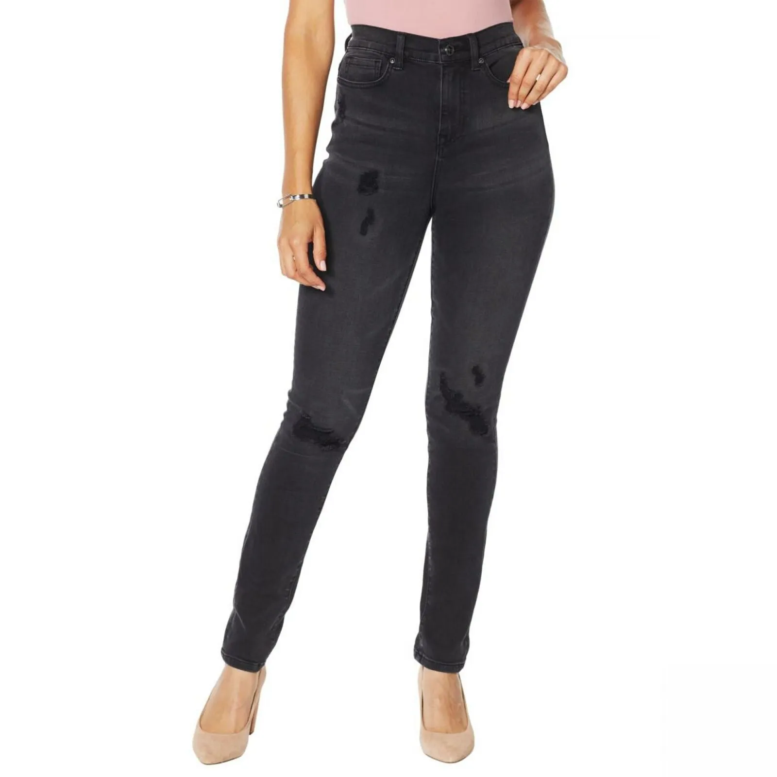 DG2 by Diane Gilman Women's Tall Virtual Stretch Destructed Skinny Jeans