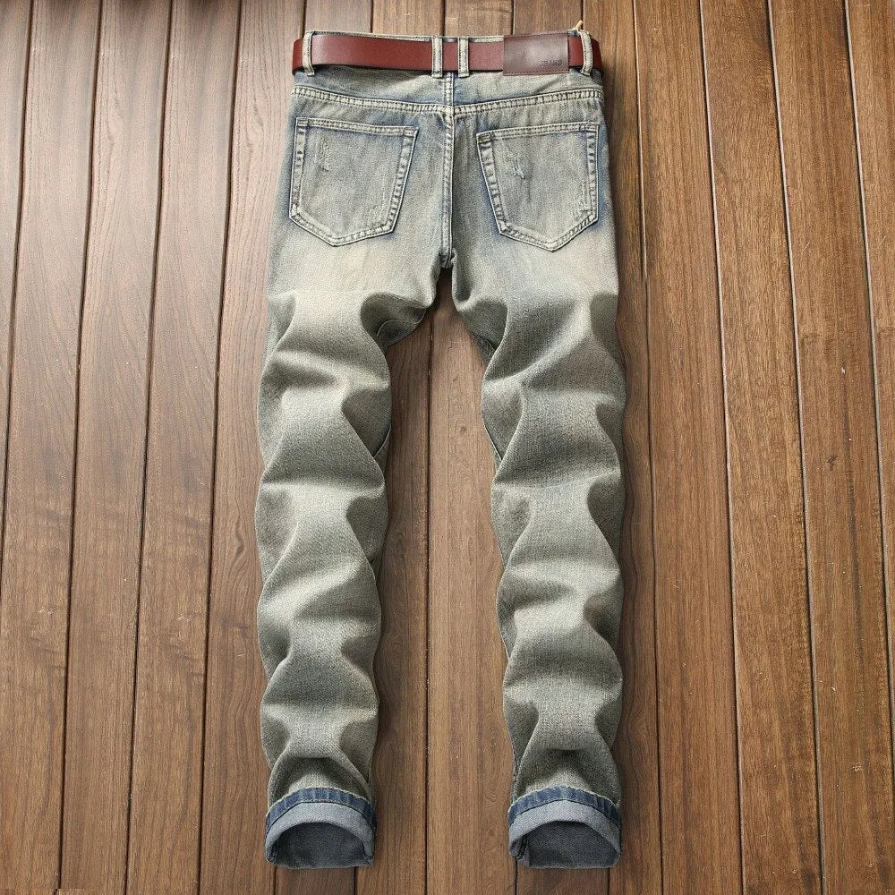 Distressed Faded Blue Jeans