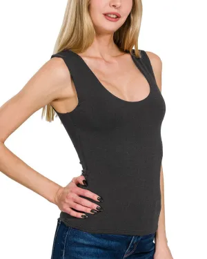 Double Layered Tank Top - Black