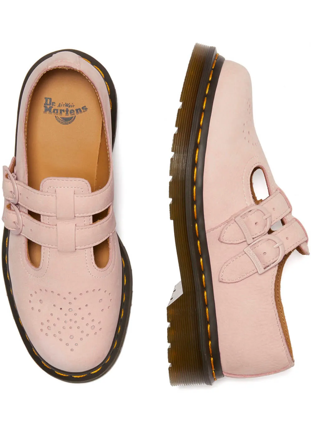 Dr. Martens 8065 Leather Mary Janes Shoes Powder Pink