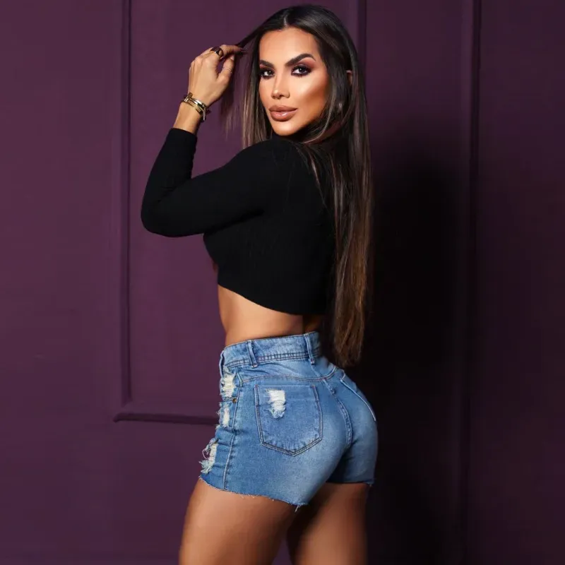 EdgeVibe High Rise Distressed Denim Shorts