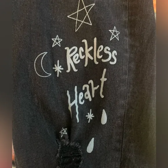EXCELLENT!! Streetwear Society Black Denim Graphic Distressed Skinny Jeans 3