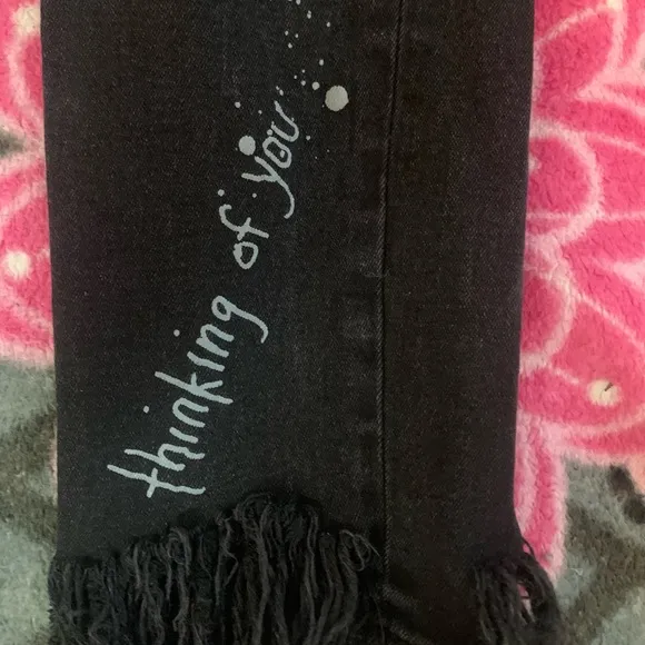 EXCELLENT!! Streetwear Society Black Denim Graphic Distressed Skinny Jeans 3