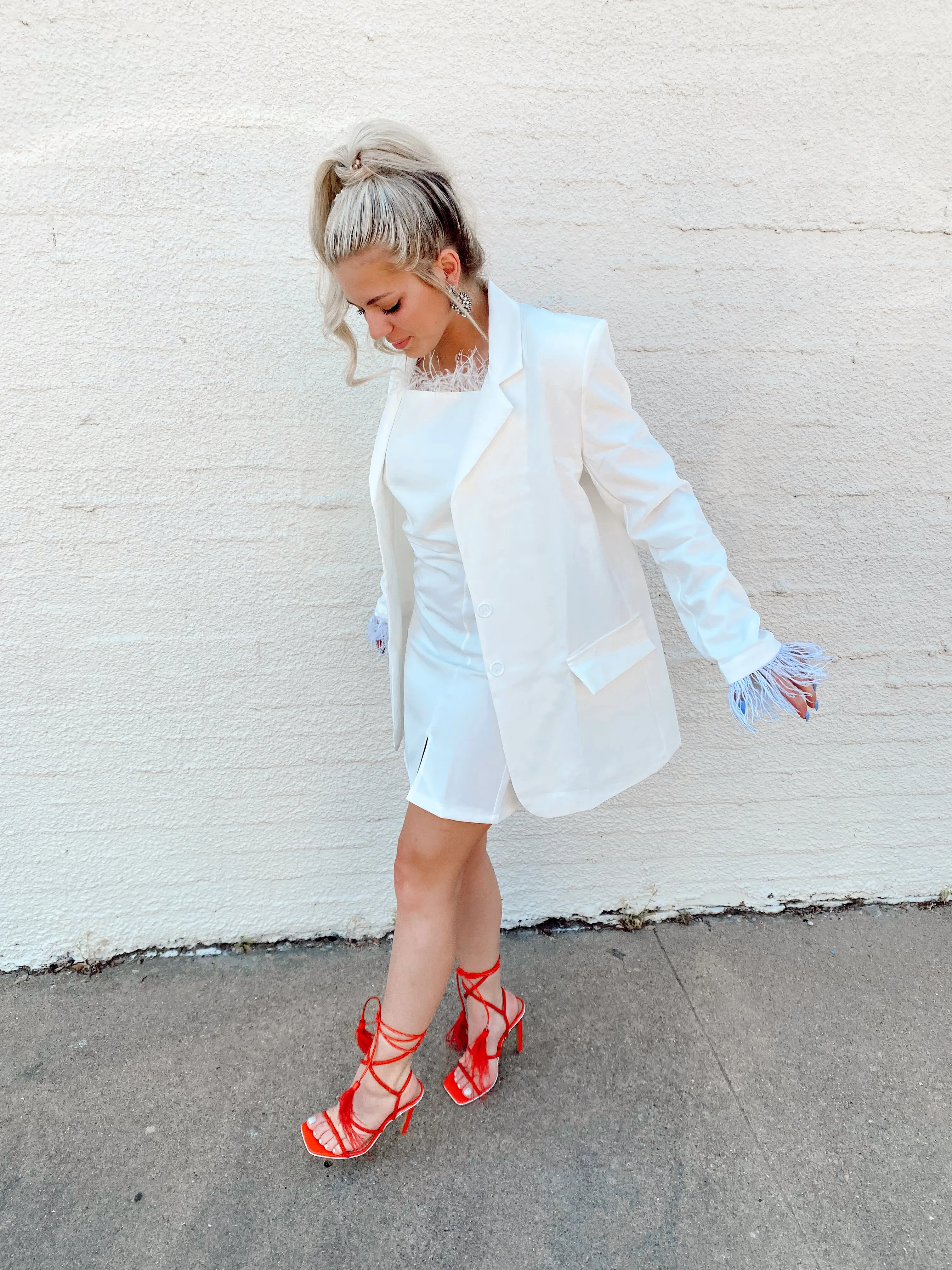 Feather Sleeves Boyfriend Blazer