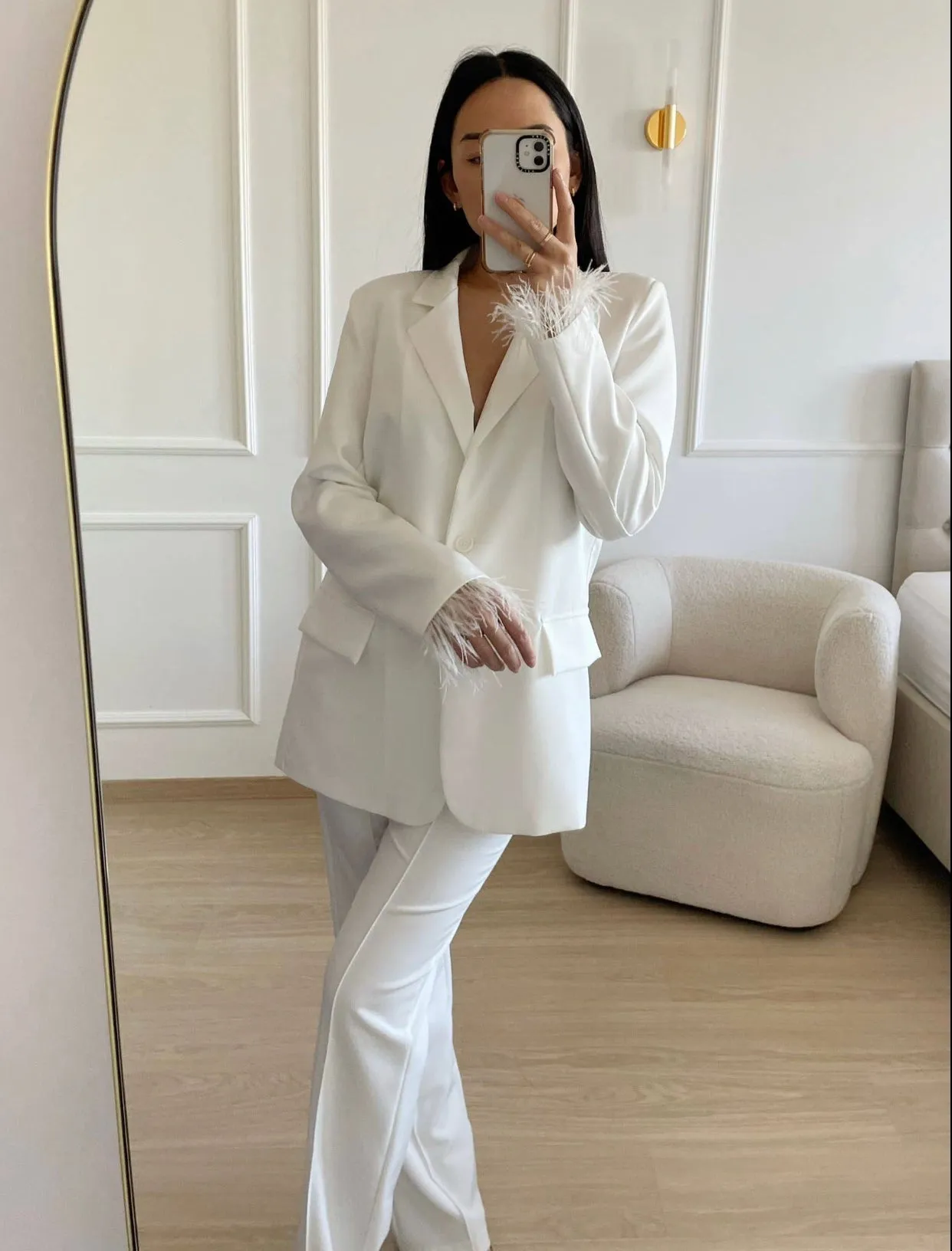 Feather Sleeves Boyfriend Blazer
