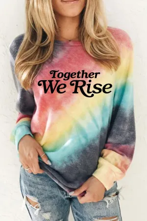 Fiery Red Letter Tie-dyed Print Long Sleeve Sweatshirt