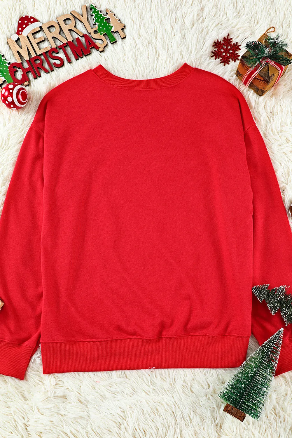 Fiery Red Letters Print Long Sleeve Pullover Sweatshirt