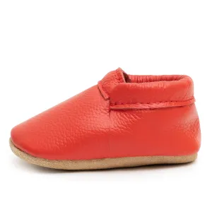 Fire Engine Fringeless Moccasins