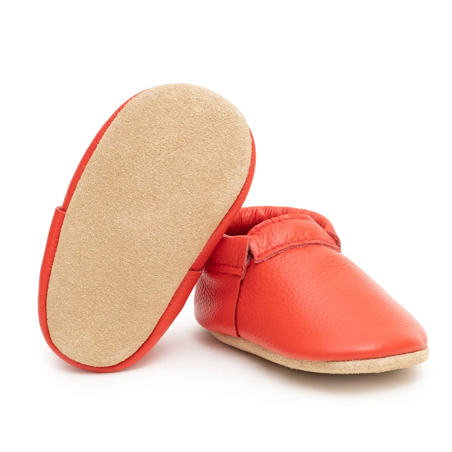 Fire Engine Fringeless Moccasins