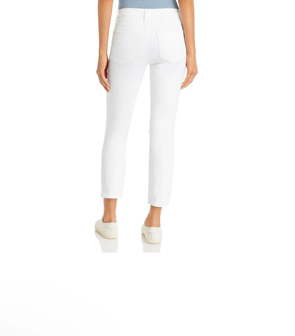Frame Le High Straight Distressed White Jeans