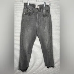 FRAME Nouveau Le Mix GrayCropped Jeans Ankle Designer TwoTone Fray Size 23