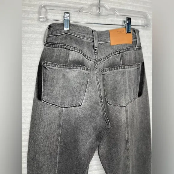 FRAME Nouveau Le Mix GrayCropped Jeans Ankle Designer TwoTone Fray Size 23