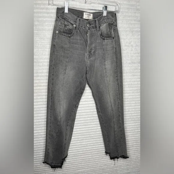 FRAME Nouveau Le Mix GrayCropped Jeans Ankle Designer TwoTone Fray Size 23