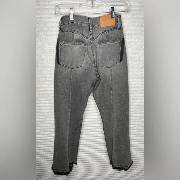 FRAME Nouveau Le Mix GrayCropped Jeans Ankle Designer TwoTone Fray Size 23