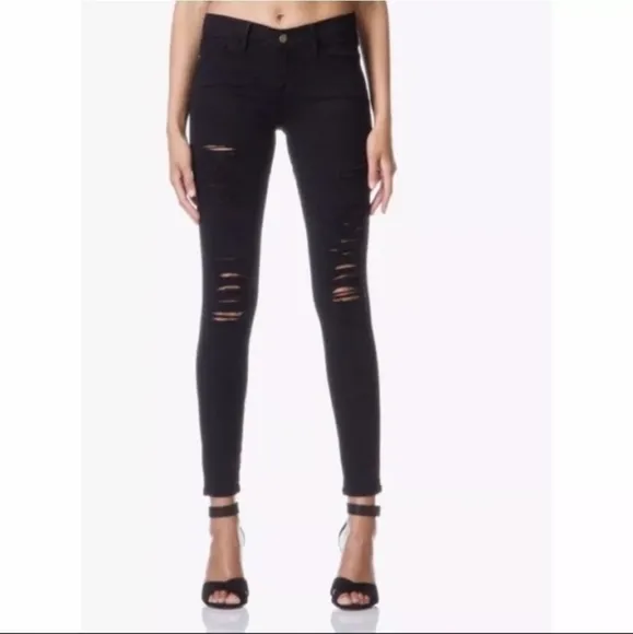 FRAME Women's Le Skinny de Jeanne Distressed Jeas