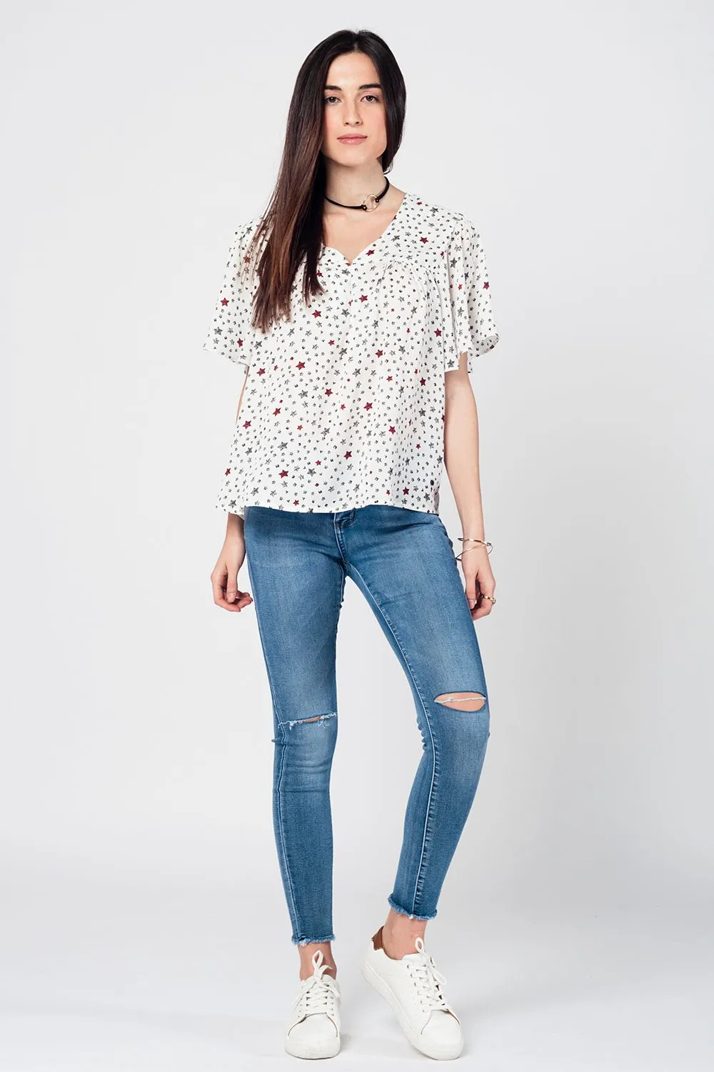 Frayed Hem Distressed Skinny jeans in Midwash