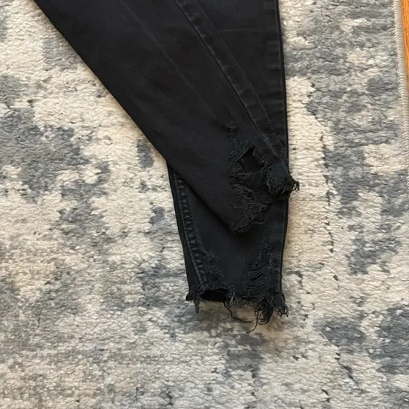 Free People FP Highrise Distressed Skinny Jeans, Faded Black, SZ 25