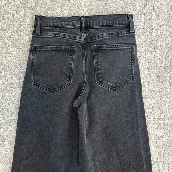 Gap “high rise stride” jeans faded washed black grey gray denim high waisted