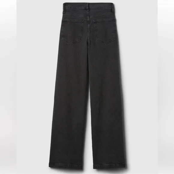 Gap “high rise stride” jeans faded washed black grey gray denim high waisted