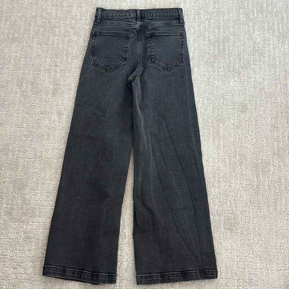 Gap “high rise stride” jeans faded washed black grey gray denim high waisted