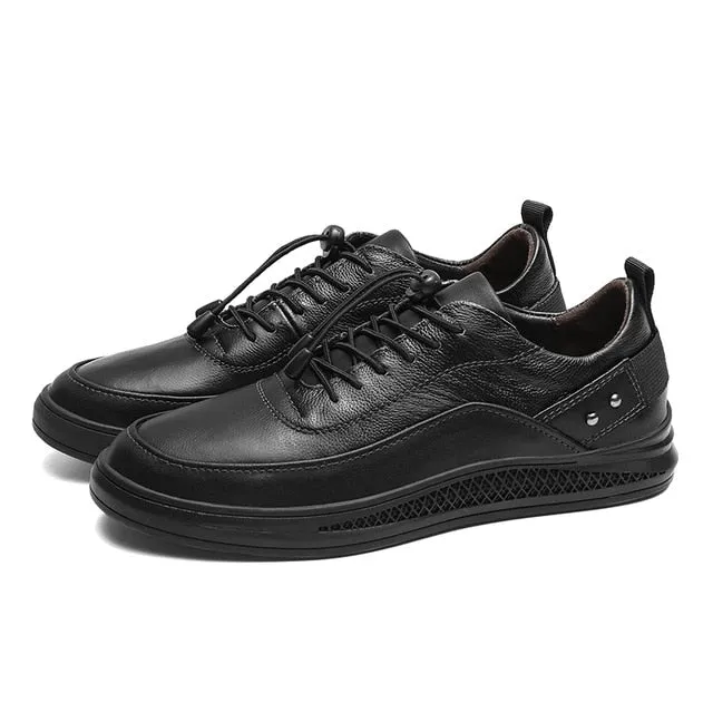 genuine Leather Men Ankle Shoes Casual Flat Handmade Stamping Pattern Lace-up Man Black Shoes moccasins