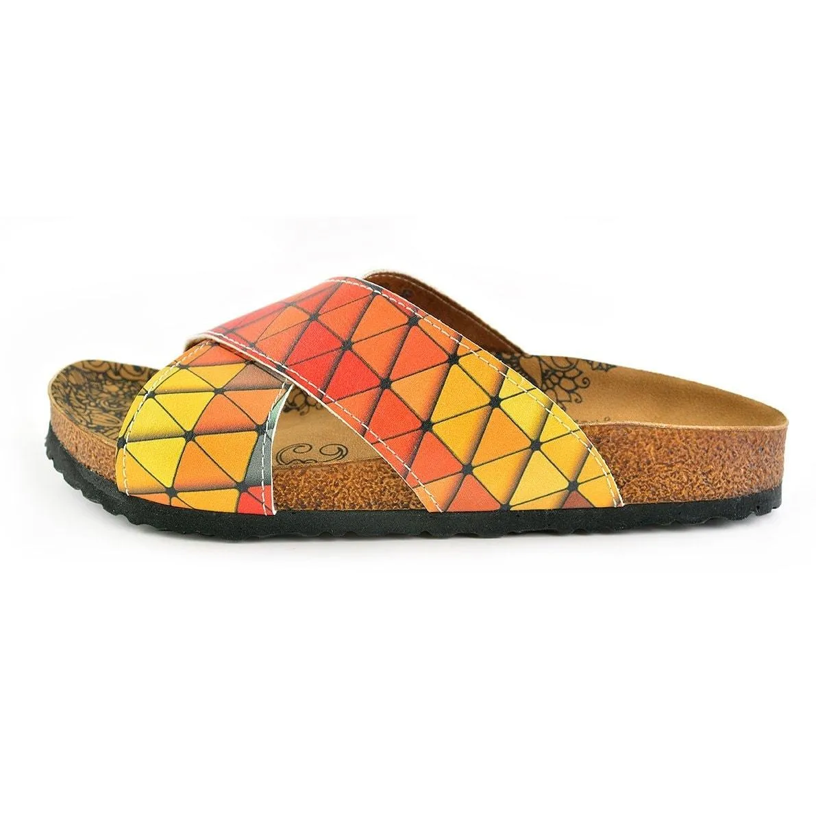 Geometric Pattern in Red and Blue Tones Sandal - CAL1104