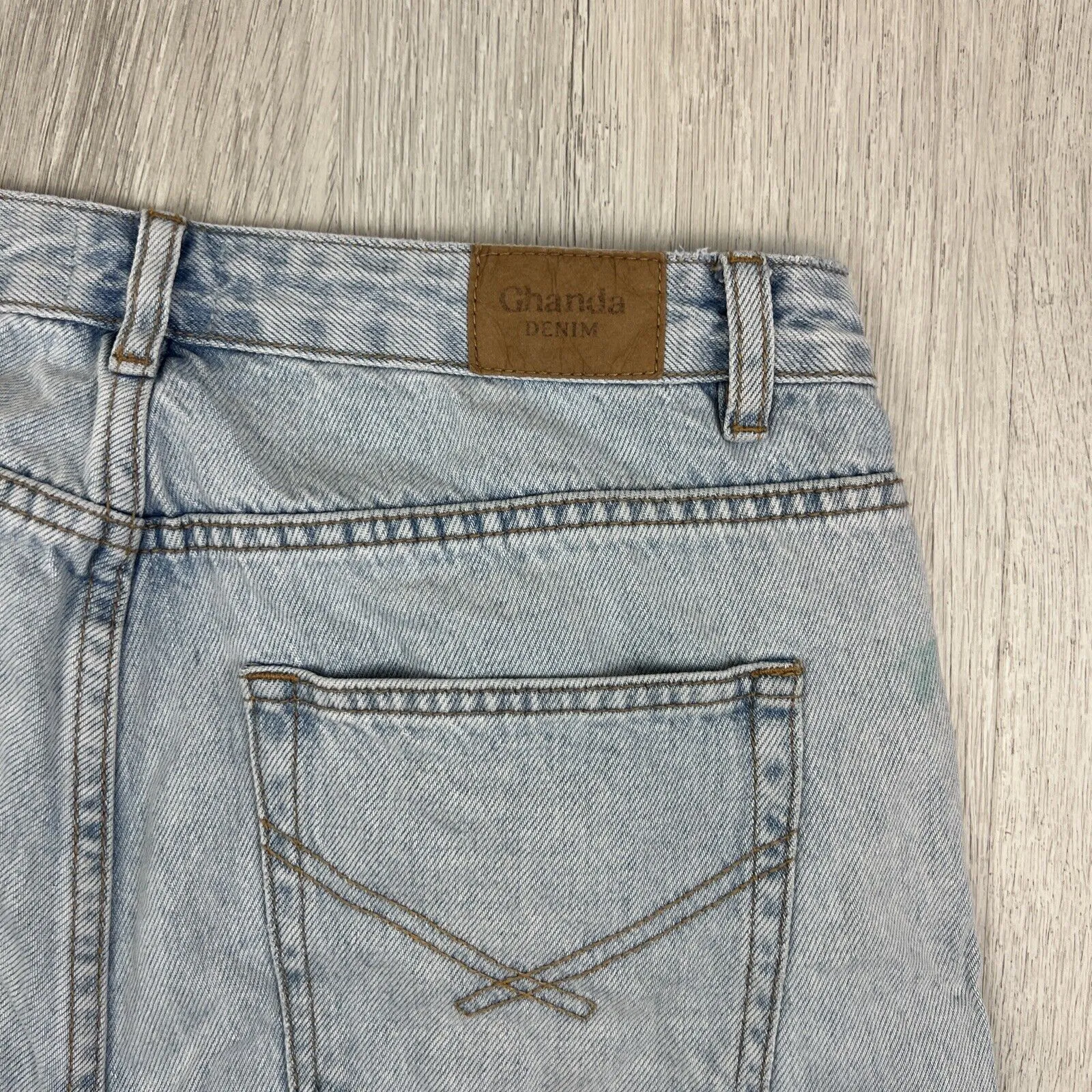 Ghanda Womens Light Wash Extra Wide Leg Denim Jeans Size 12