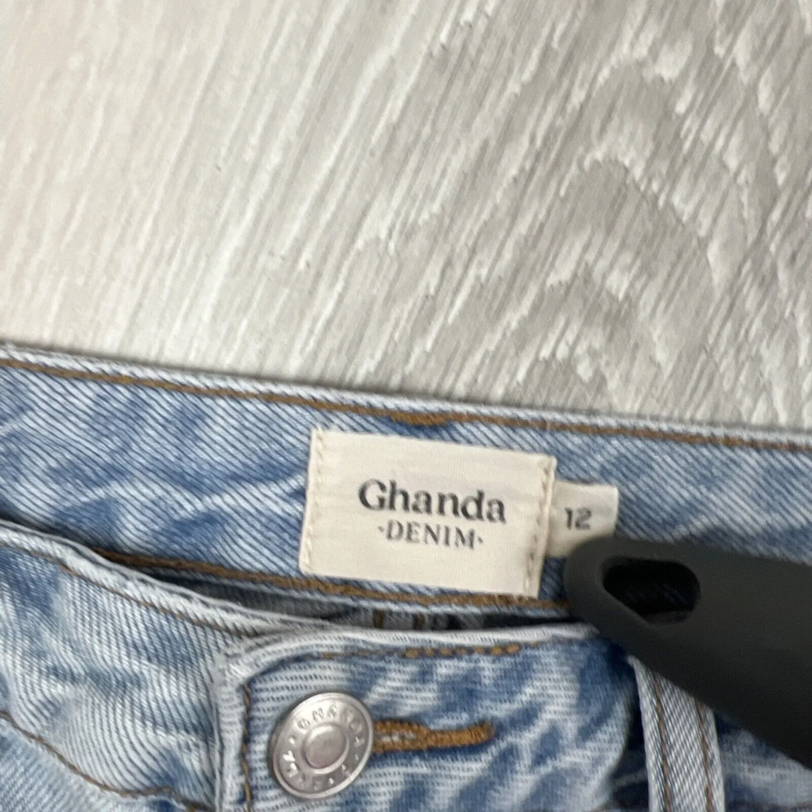 Ghanda Womens Light Wash Extra Wide Leg Denim Jeans Size 12