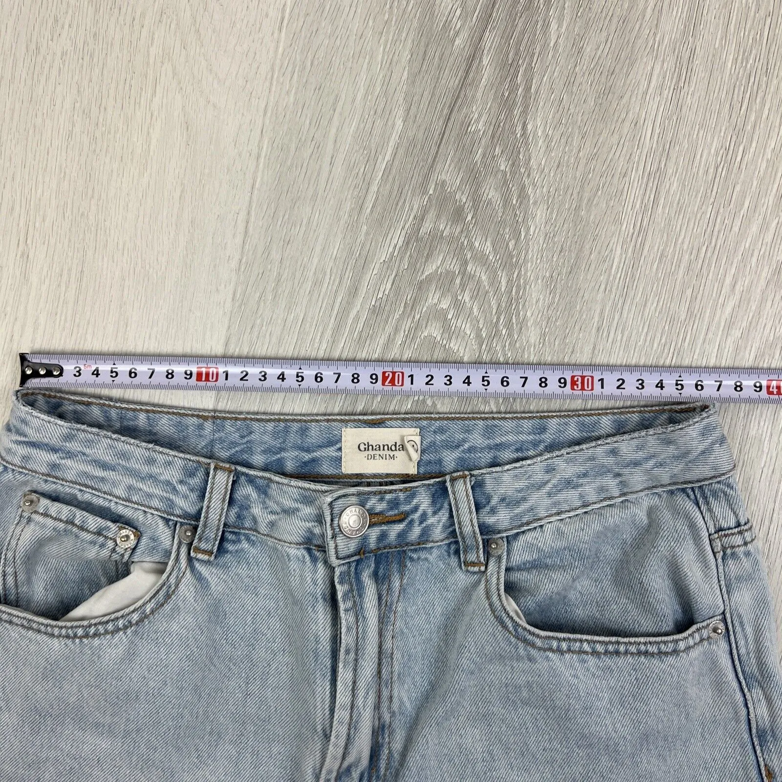 Ghanda Womens Light Wash Extra Wide Leg Denim Jeans Size 12