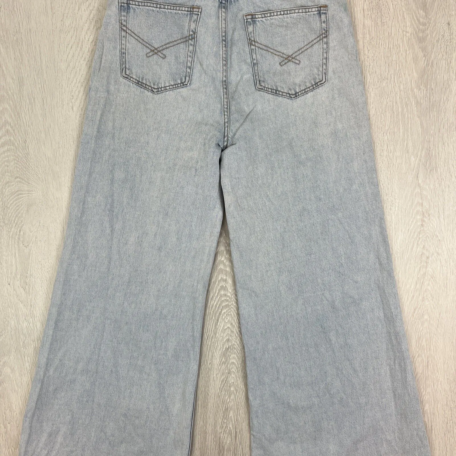 Ghanda Womens Light Wash Extra Wide Leg Denim Jeans Size 12