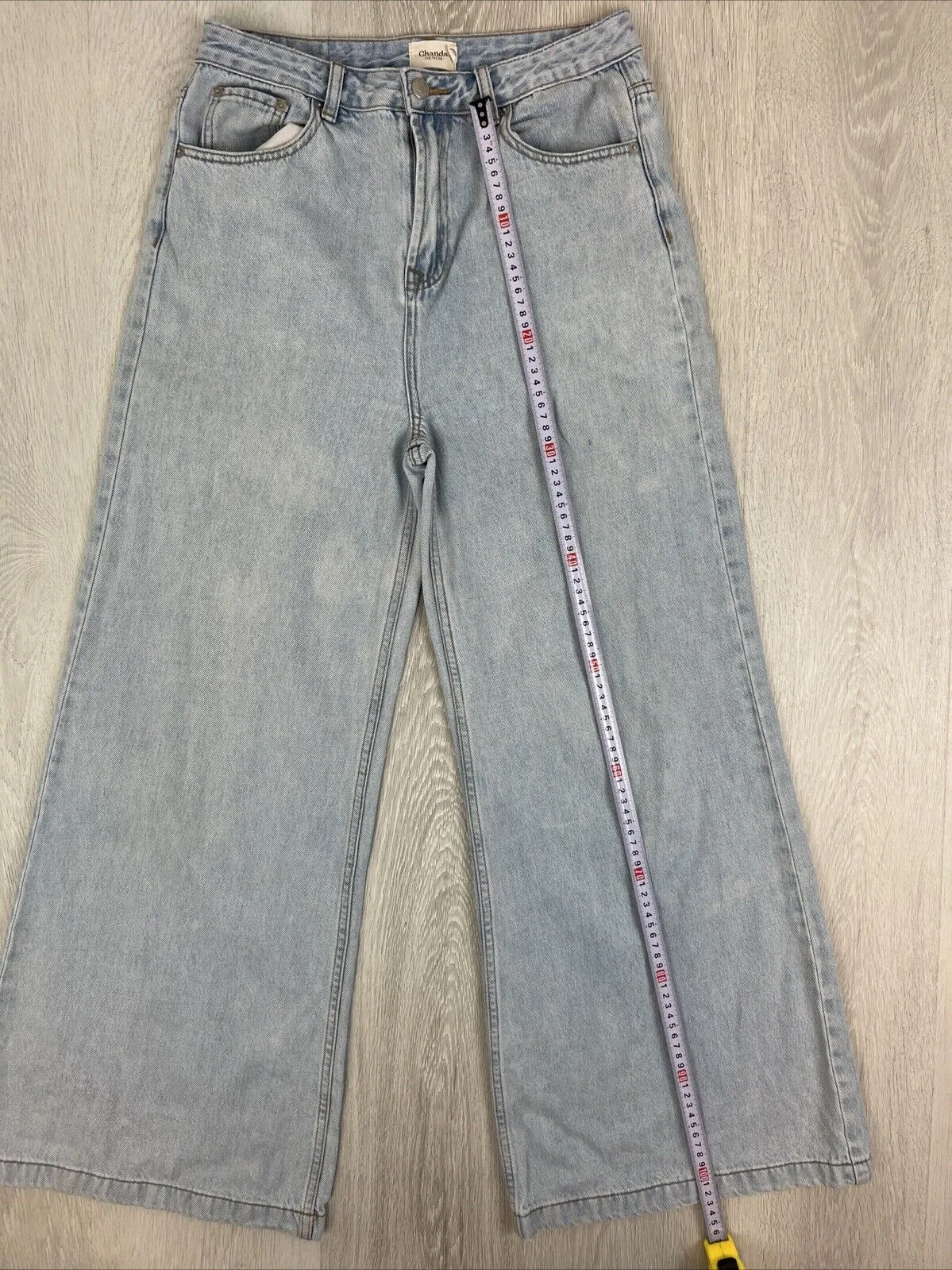 Ghanda Womens Light Wash Extra Wide Leg Denim Jeans Size 12