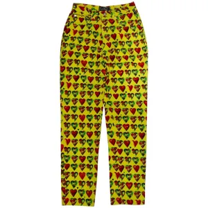 Gianni Versace Yellow Heart Print Jeans
