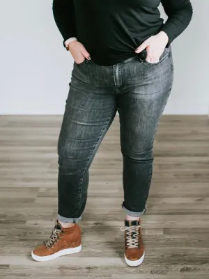 Gigi Jeans- Judy Blue Mid Rise Grey Cuffed Boyfriend
