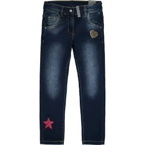 Girls Blue Slim Fit Cotton Jeans